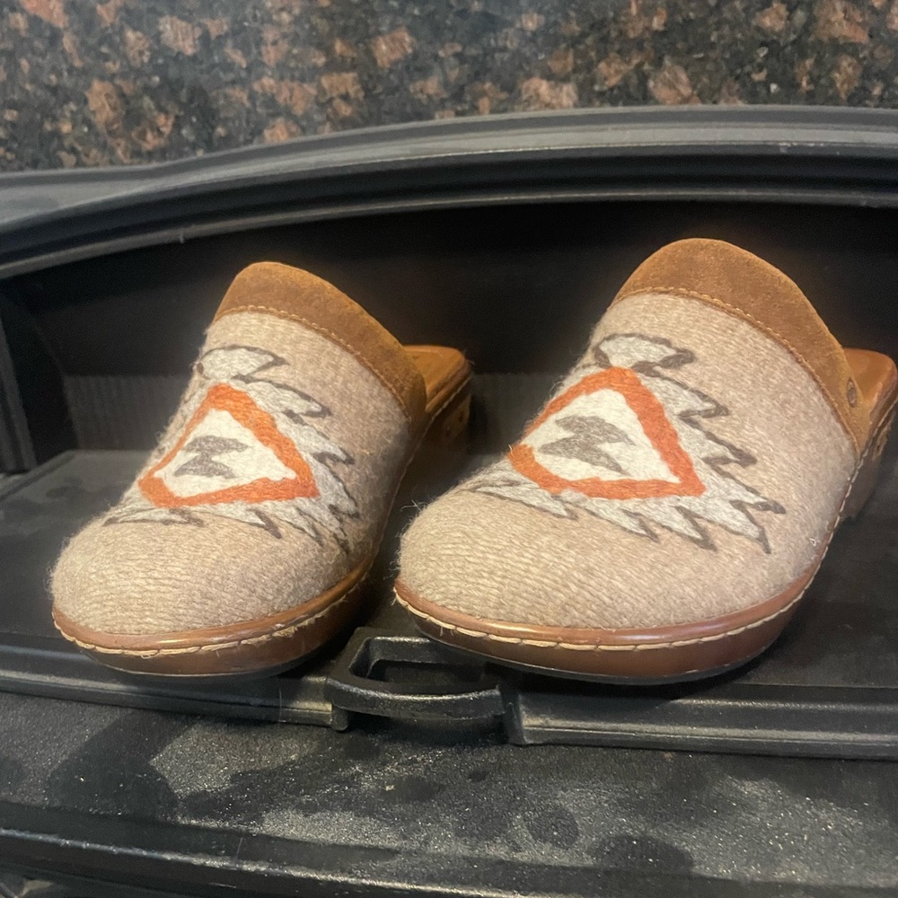 Born Brown Mules. Almost no use.